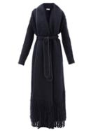 Matchesfashion.com Gabriela Hearst - Dream Fringed Shawl-lapel Cashmere Coat - Womens - Navy