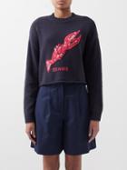Staud - Lobster-intarsia Cotton-blend Sweater - Womens - Navy Multi