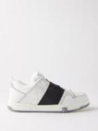 Valentino Garavani - Open Skate V-logo Leather Trainers - Mens - White Black