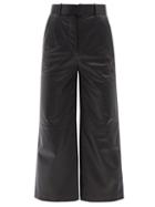 Joseph - Taja Cropped Leather Wide-leg Trousers - Womens - Black