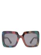 Matchesfashion.com Gucci - Square Frame Glitter Acetate Sunglasses - Womens - Black Multi