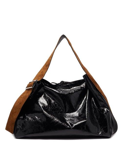 Matchesfashion.com Acne Studios - Belted Suede And Crinkled-leather Shoulder Bag - Womens - Black Multi