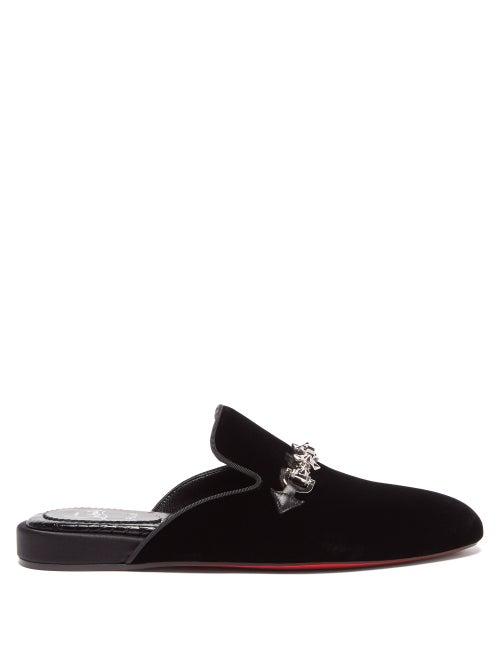 Christian Louboutin - Coolito Velvet Backless Loafers - Womens - Black