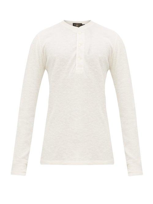 Matchesfashion.com Rrl - Henley Waffle Knit Cotton T Shirt - Mens - White