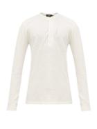 Matchesfashion.com Rrl - Henley Waffle Knit Cotton T Shirt - Mens - White