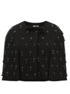 Matchesfashion.com Goat - Jules Beaded Drop Embroidered Bow Wool Crepe Cape - Womens - Black