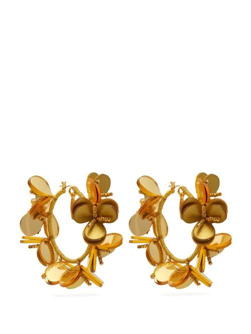 Matchesfashion.com Oscar De La Renta - Flower Garden Hoop Earrings - Womens - Gold