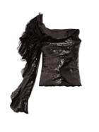 Matchesfashion.com Dundas - One Sleeve Ruffle Trimmed Sequinned Top - Womens - Black