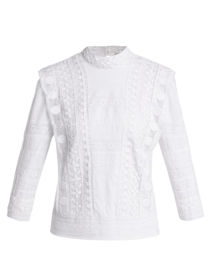 Sea Ila Crochet Lace-embroidered Cotton Blouse