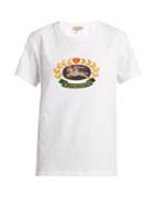 Burberry Gully Crest And Logo-embroidered Cotton T-shirt