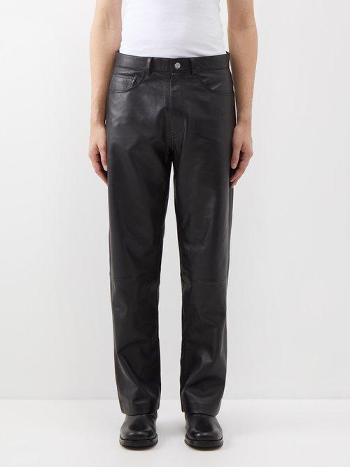 Sunflower - Relaxed-leg Leather Trousers - Mens - Black