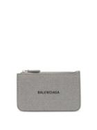 Balenciaga - Zipped Glitter-canvas Cardholder - Womens - Silver