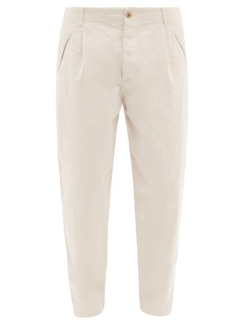 Folk - Assembly Pleated Cotton-canvas Trousers - Mens - Beige