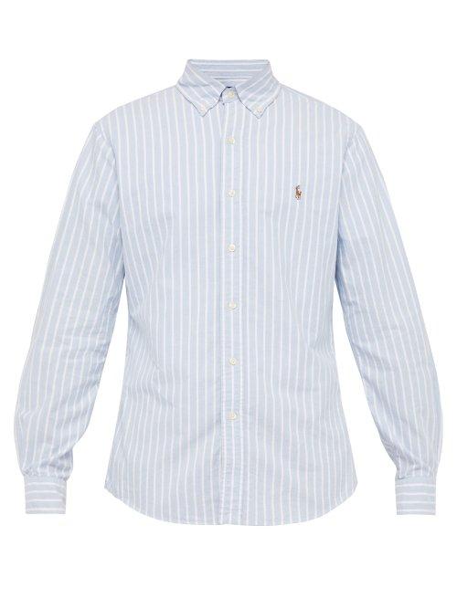 Matchesfashion.com Polo Ralph Lauren - Logo Embroidered Button Down Cotton Oxford Shirt - Mens - Blue