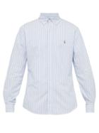 Matchesfashion.com Polo Ralph Lauren - Logo Embroidered Button Down Cotton Oxford Shirt - Mens - Blue