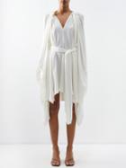 Palmer/harding Palmer//harding - Embrace Draped Belted Satin Mini Dress - Womens - Ivory