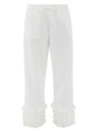 Matchesfashion.com Muzungu Sisters - Talitha Tiered-cuff Organic-cotton Trousers - Womens - White