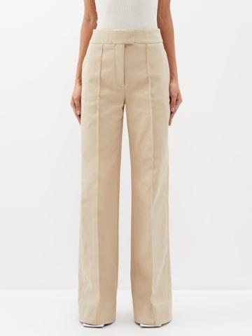 Sa Su Phi - Cotton-gabardine Straight-leg Trousers - Womens - Khaki