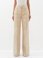 Sa Su Phi - Cotton-gabardine Straight-leg Trousers - Womens - Khaki