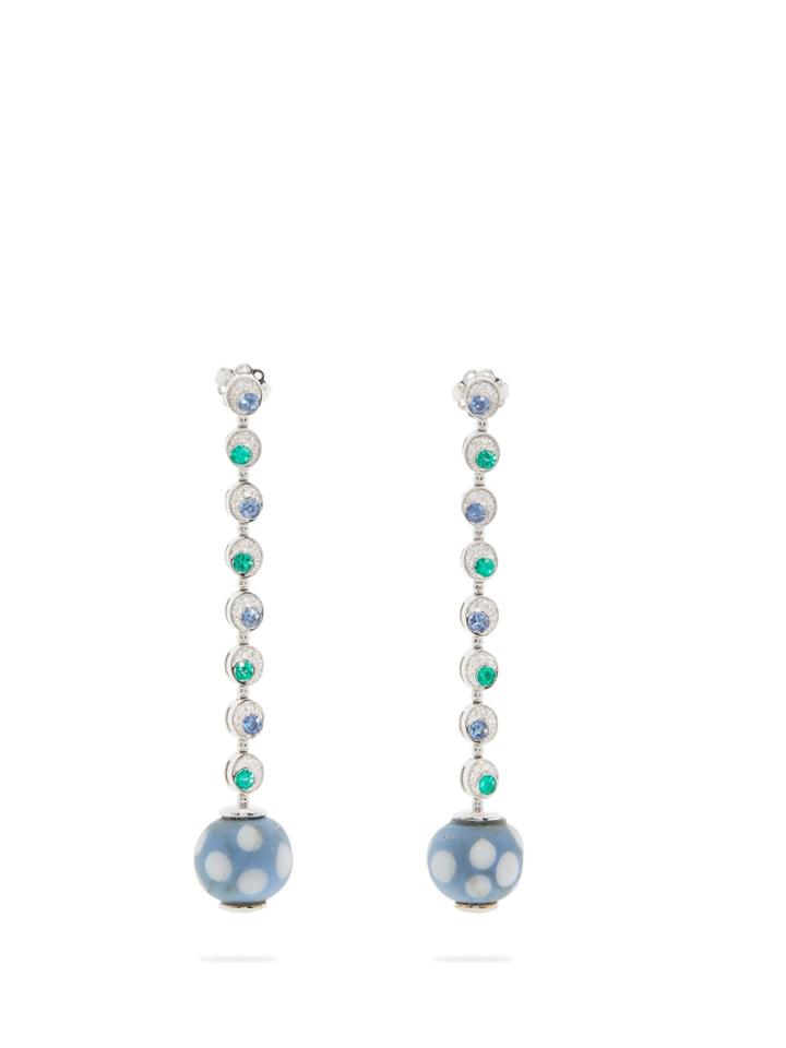 Francesca Villa 18kt White Gold And Venetian Eye-bead Earrings