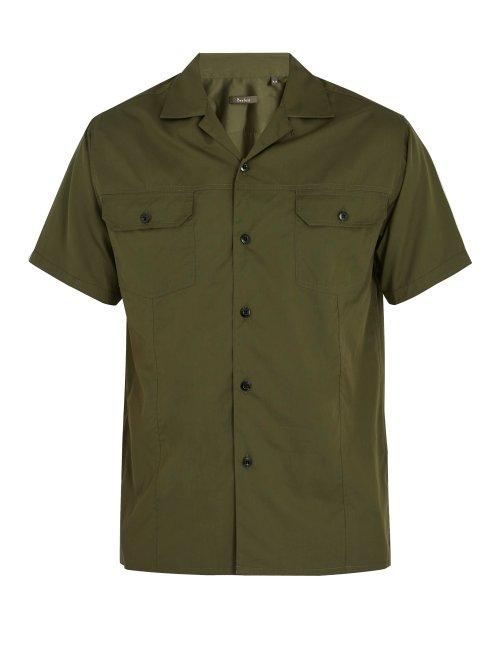 Matchesfashion.com Berluti - Short Sleeved Cotton And Silk Blend Shirt - Mens - Green