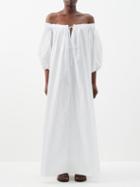Matteau - Off-the-shoulder Broderie Anglaise Maxi Dress - Womens - White