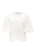 Matchesfashion.com Tibi - Celia Cape-sleeve Technical-satin Top - Womens - Ivory