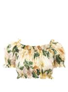 Matchesfashion.com Dolce & Gabbana - Floral-print Cotton-poplin Cropped Top - Womens - Yellow Print