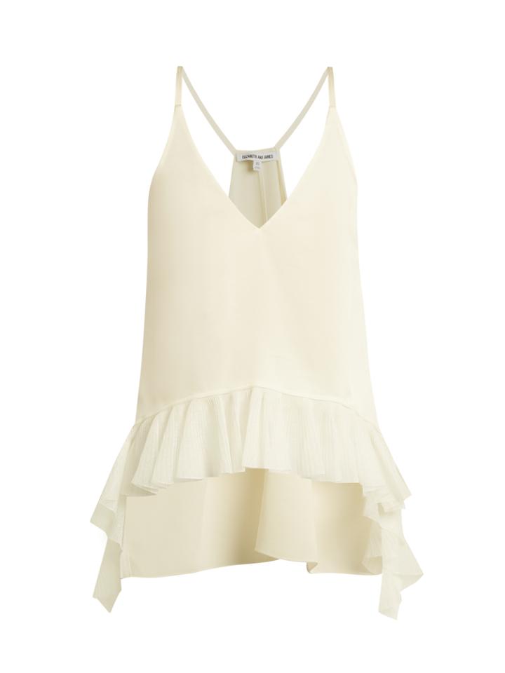 Elizabeth And James Manette Ruffle-trimmed Satin Cami Top