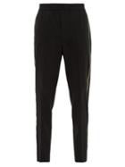 Matchesfashion.com Helmut Lang - Side Striped Wool Blend Slim Leg Trousers - Mens - Black Green