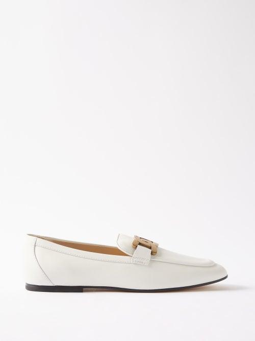Tod's - Kate Chain Leather Loafers - Womens - White