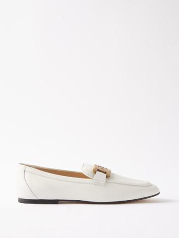 Tod's - Kate Chain Leather Loafers - Womens - White