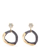 Colville - Calamari Crystal-embellished Gold-plated Earrings - Womens - Black Gold