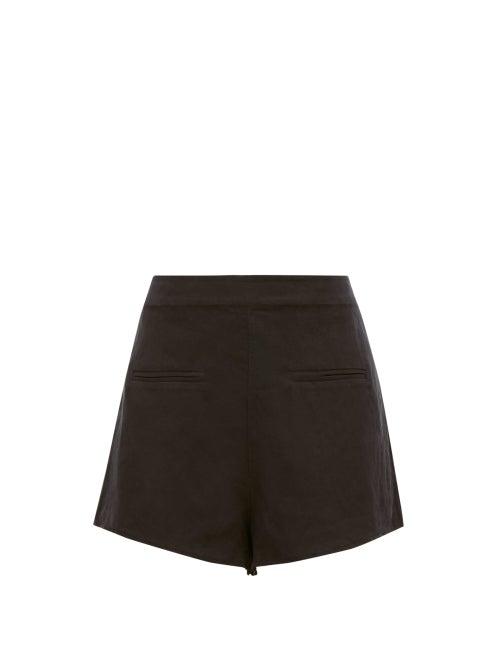 Matchesfashion.com Sir - Isa High Rise Faux Pocket Linen Blend Shorts - Womens - Black