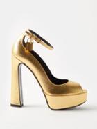 Tom Ford - Padlock 145 Lizzard-effect Leather Sandals - Womens - Gold