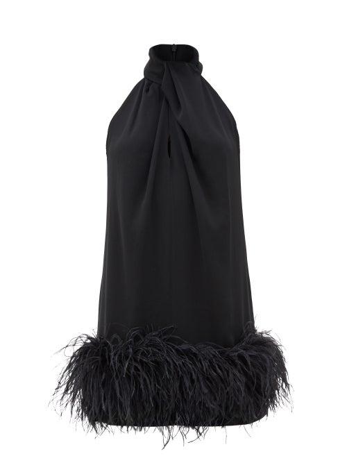 Matchesfashion.com 16arlington - Cynthia Feather-trimmed Crepe Dress - Womens - Black