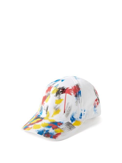 Palm Angels - Painted Cotton-canvas Baseball Cap - Mens - White