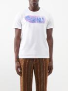 Marni - Logo-print Cotton-jersey T-shirt - Mens - White Blue