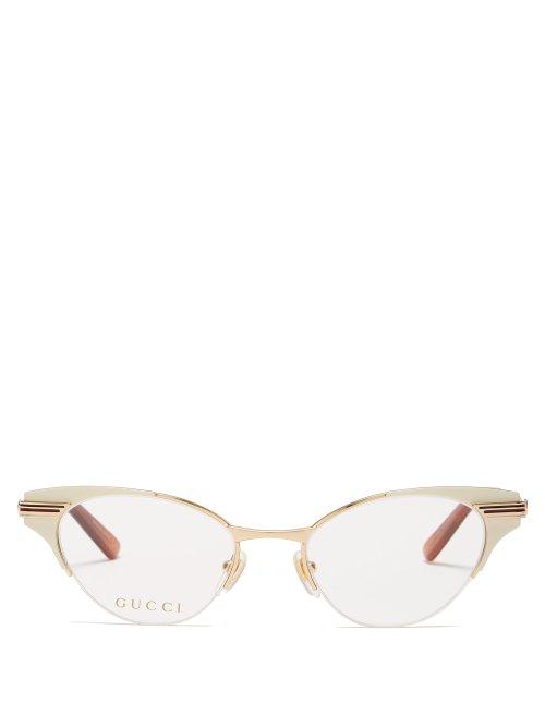 Matchesfashion.com Gucci - Cat Eye Metal Glasses - Womens - Ivory