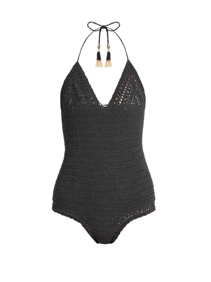 She Made Me Malika Crochet Halterneck Swimsuit