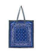 Matchesfashion.com Arizona Love - Bandana Leather-trimmed Cotton Tote Bag - Womens - Blue Multi