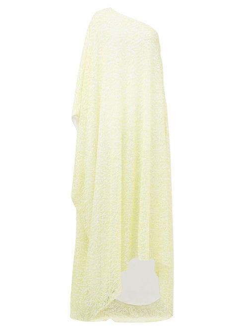 Matchesfashion.com Halpern - One-shoulder Sequinned Dress - Womens - Yellow White