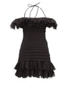 Matchesfashion.com Zimmermann - Super Eight Ruffled Pintucked Mini Dress - Womens - Black