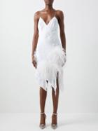 16arlington - Clianthus Feather-trimmed Crepe Dress - Womens - White