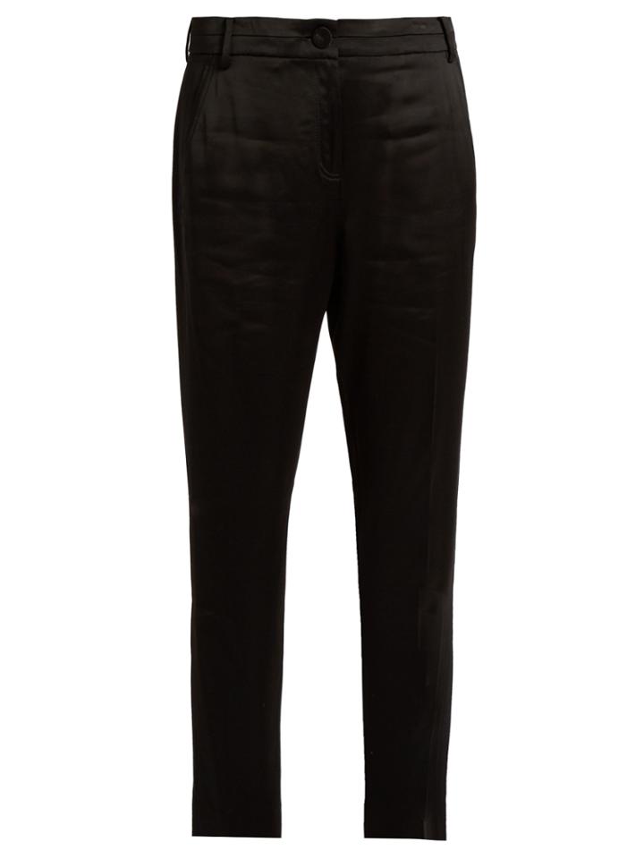 Elizabeth And James Foster Satin Mid-rise Cropped Trousers