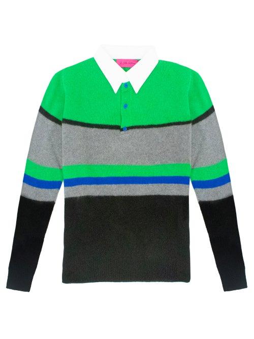 The Elder Statesman - Kirkwood Colour-block Polo Shirt - Womens - Green Multi