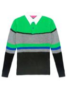 The Elder Statesman - Kirkwood Colour-block Polo Shirt - Womens - Green Multi