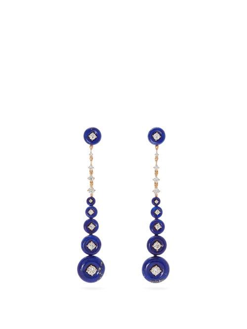 Matchesfashion.com Fernando Jorge - Surrounding Diamond, Lapis & 18kt Gold Earrings - Womens - Blue