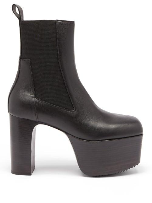 Matchesfashion.com Rick Owens - Kiss Grained-leather Platform Boots - Mens - Black