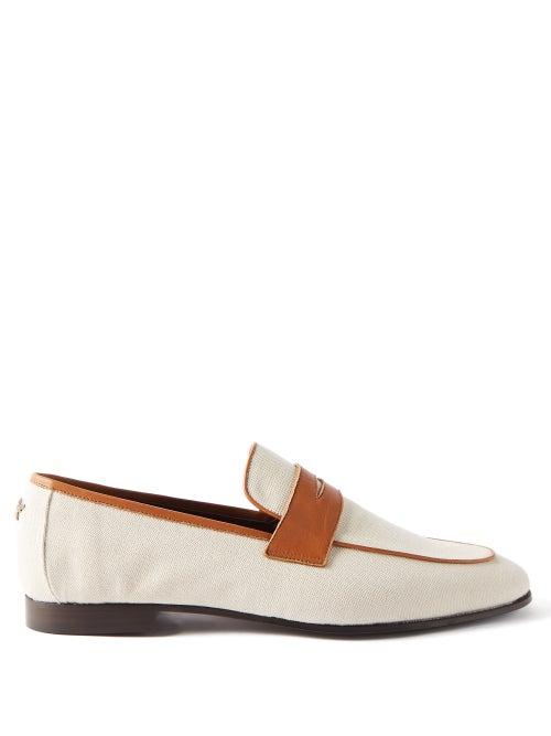 Bougeotte - Penny-strap Linen-canvas Loafers - Mens - Beige